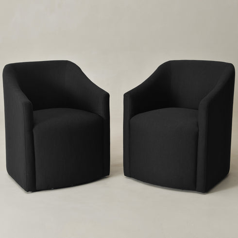 Rafa Performance Dining Chair with Casters – Padded Dining Chair with Arms | Chairs for Formal Dining Room | Kinwell Furniture | Soft Performance Fabric